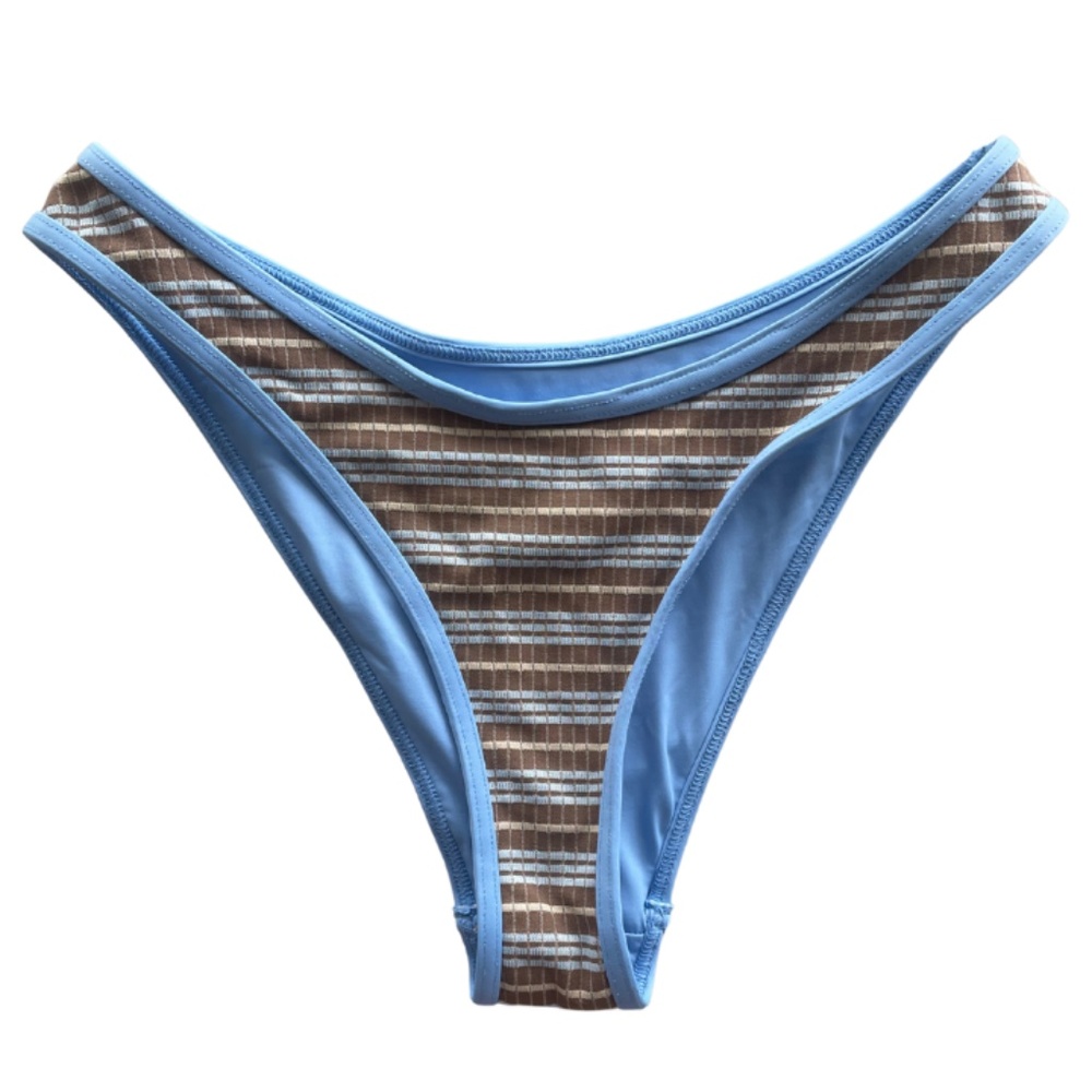 Frankies Bikinis Dove Striped Classic Bikini Bottom